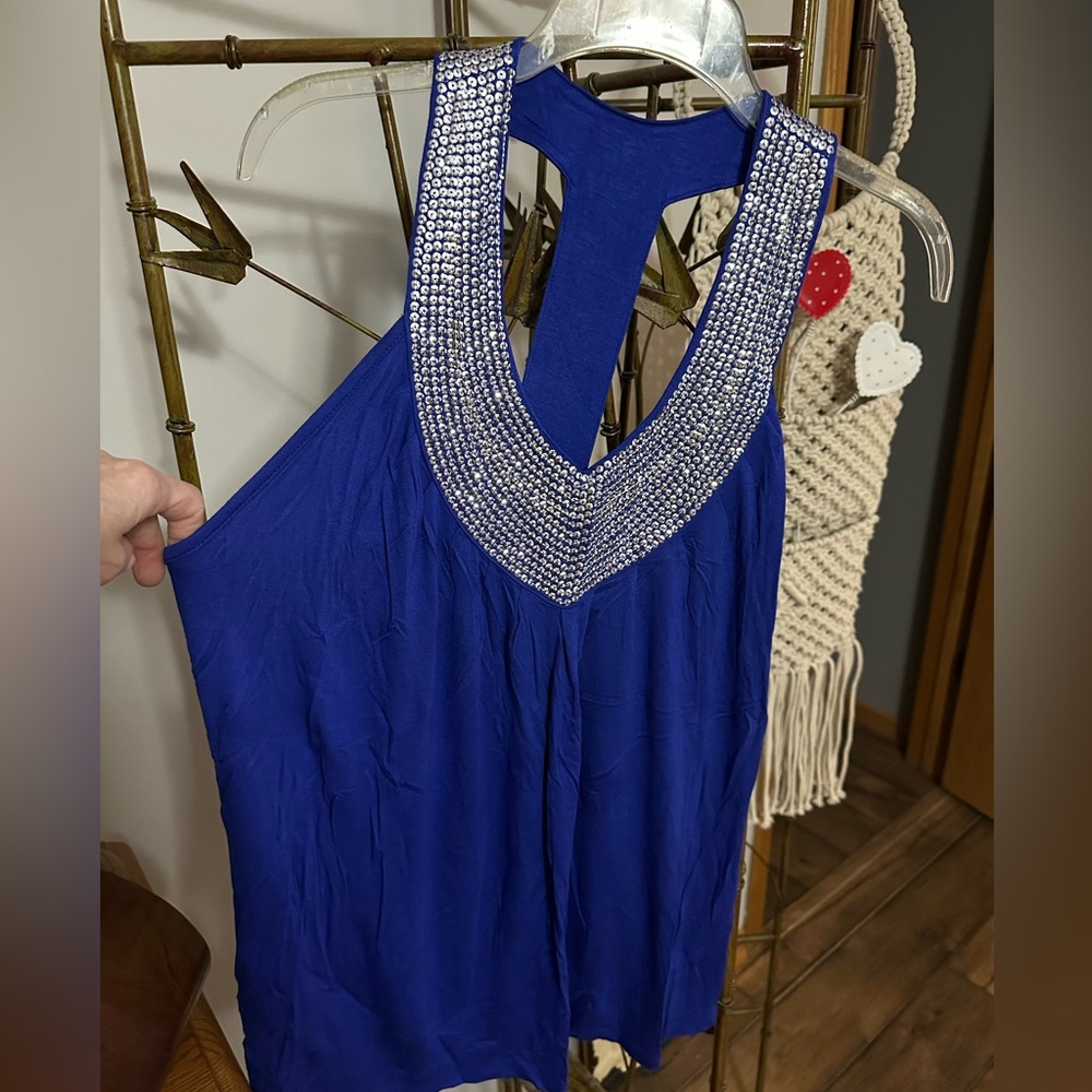 Charming Charlie T-Back Embellished Tank Top.  NWOT L - Picture 6 of 8